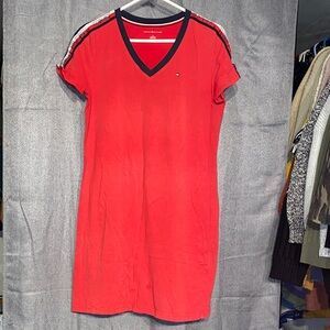 Tommy Hilfiger Red V-Neck Mini Dress